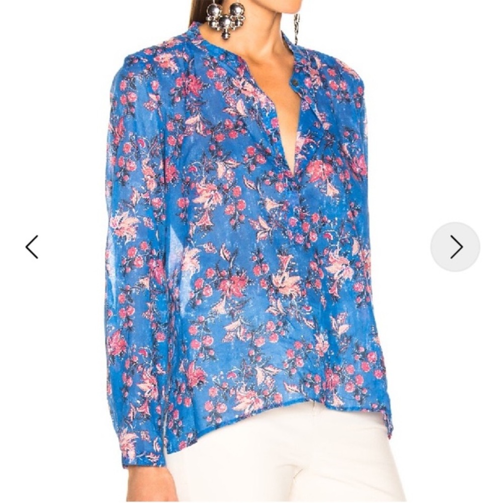 Etoile Isabel Marant Floral Blue Top Cotton Size S